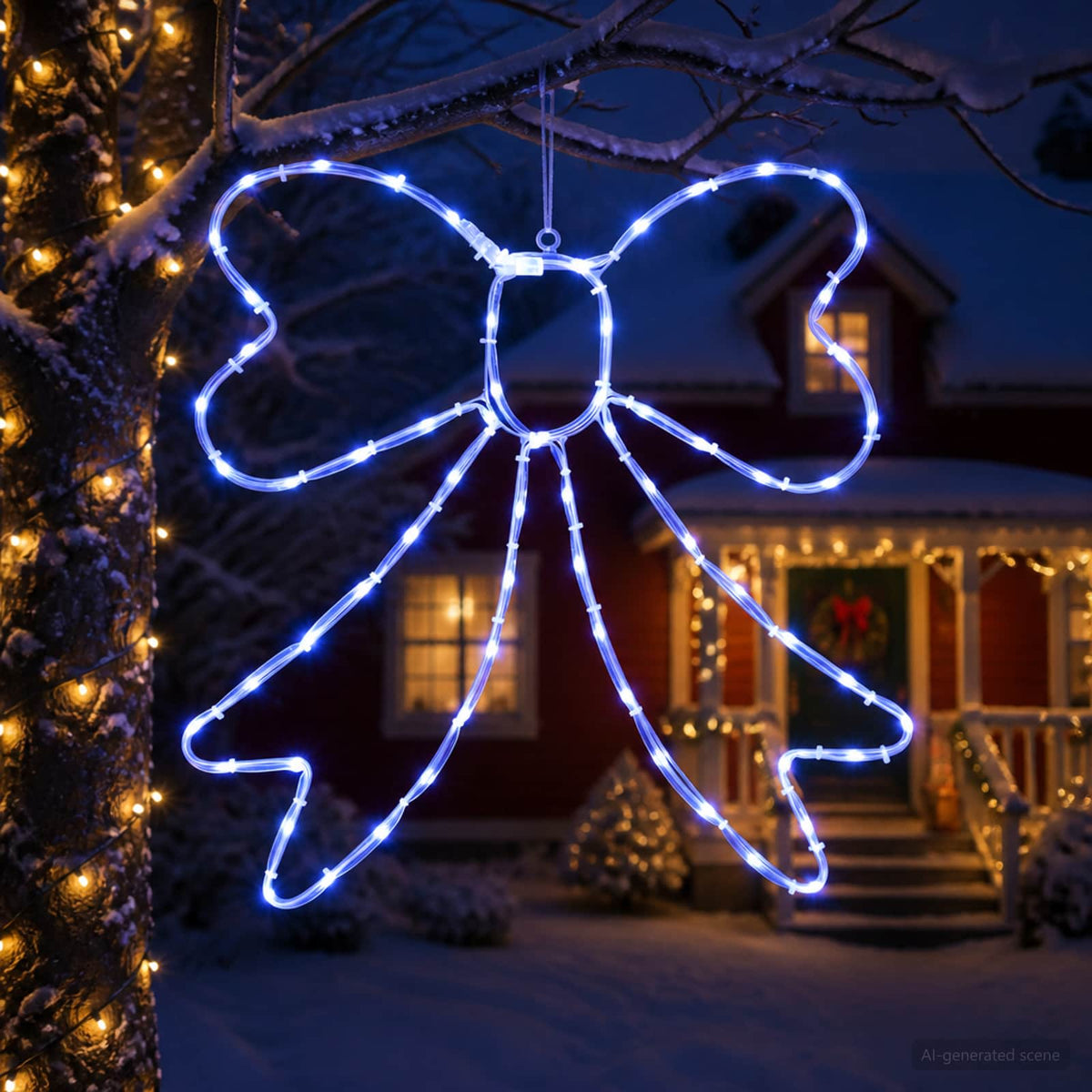 LED Rope Light Bow LOVIISA 70 LEDs Blue 50 x 51 cm