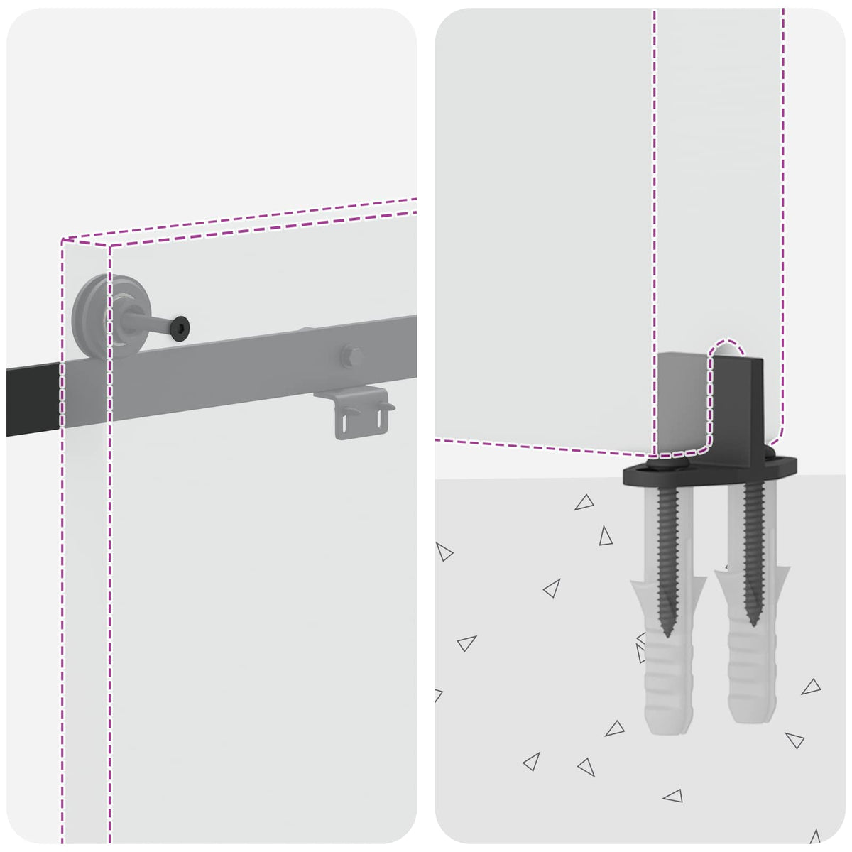 Sliding Door Hardware Kit 200 cm Steel Black