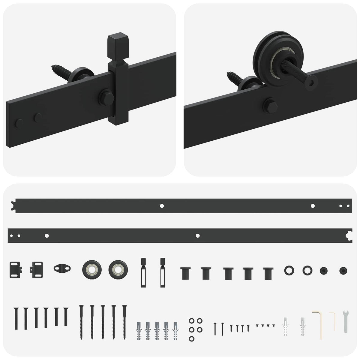 Sliding Door Hardware Kit 213.4 cm Steel Black