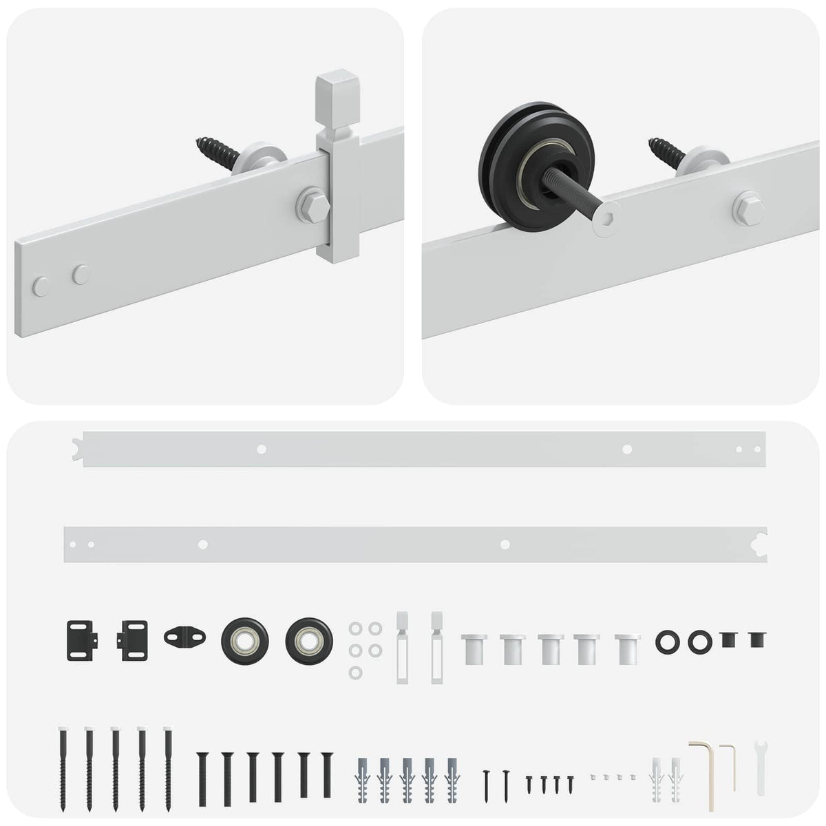 Sliding Door Hardware Kit 152.4 cm Steel White