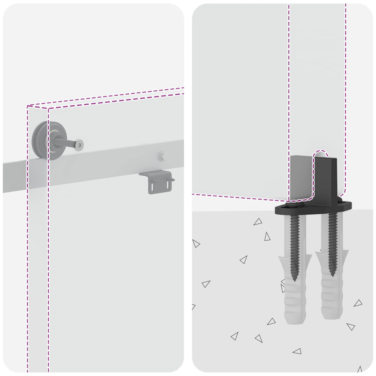 Sliding Door Hardware Kit 213.4 cm Steel White