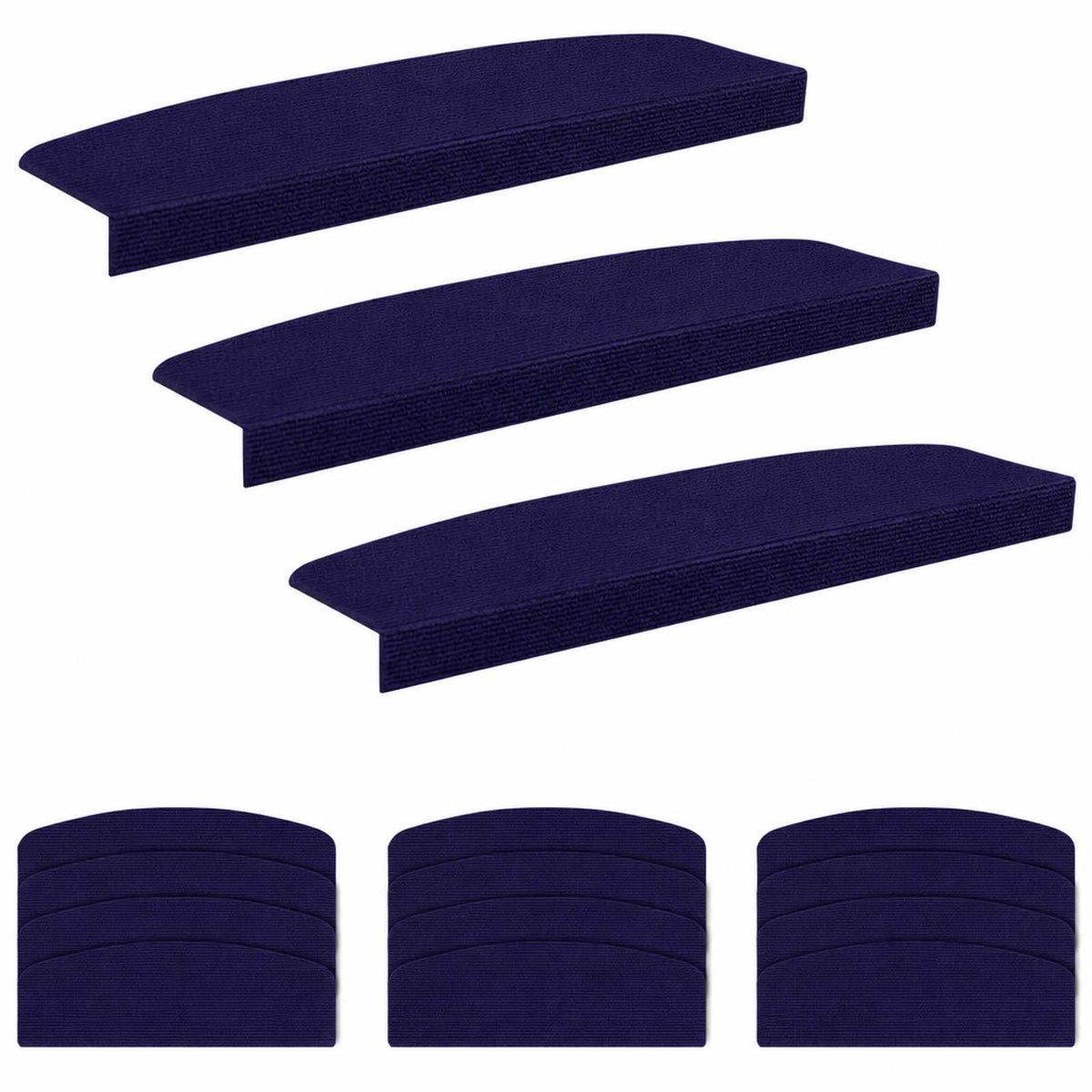 Stair Mats 15 pcs 56 x 17 x 3 cm Blue Polyester Half-round