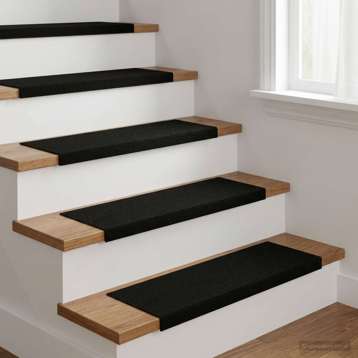 Stair Mats 15 pcs 65 x 21 x 4 cm Black Polyester Rectangular