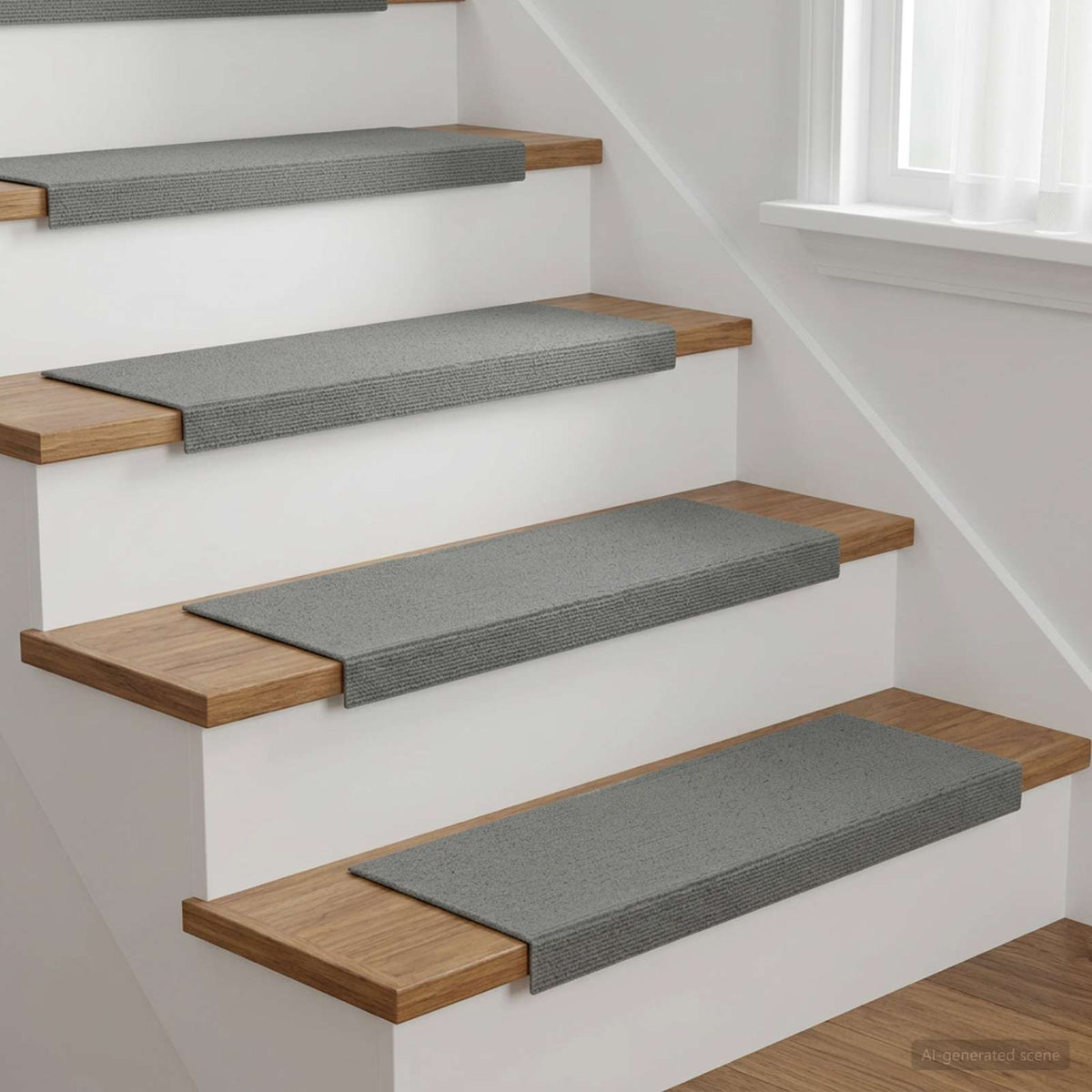Stair Mats 15 pcs 65 x 21 x 4 cm Light Grey Polyester