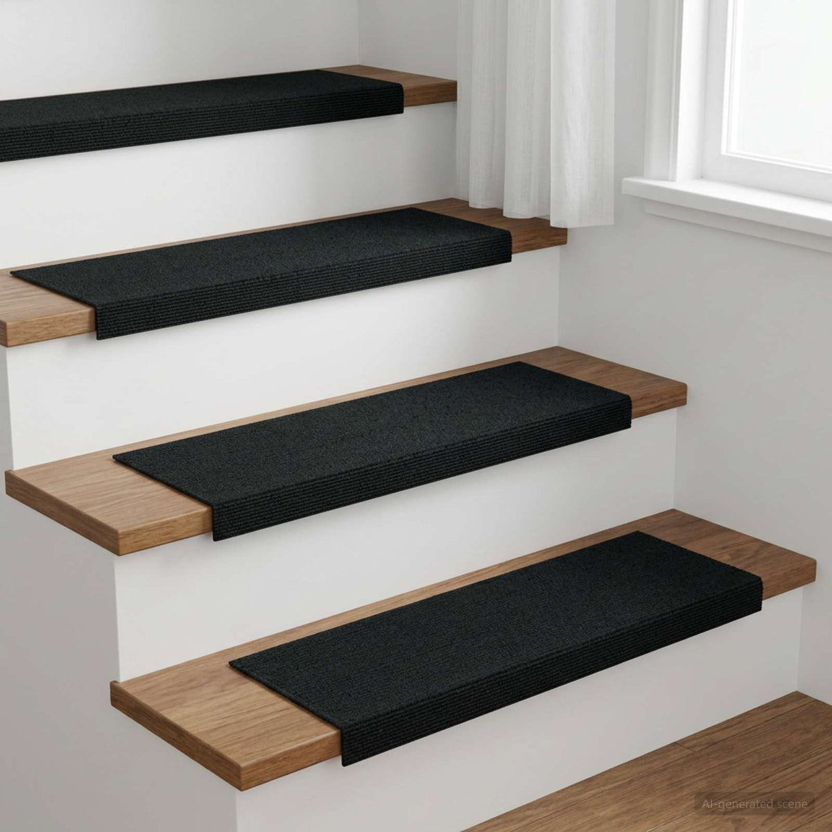 Stair Mats 15 pcs 65 x 21 x 4 cm Dark Grey Polyester