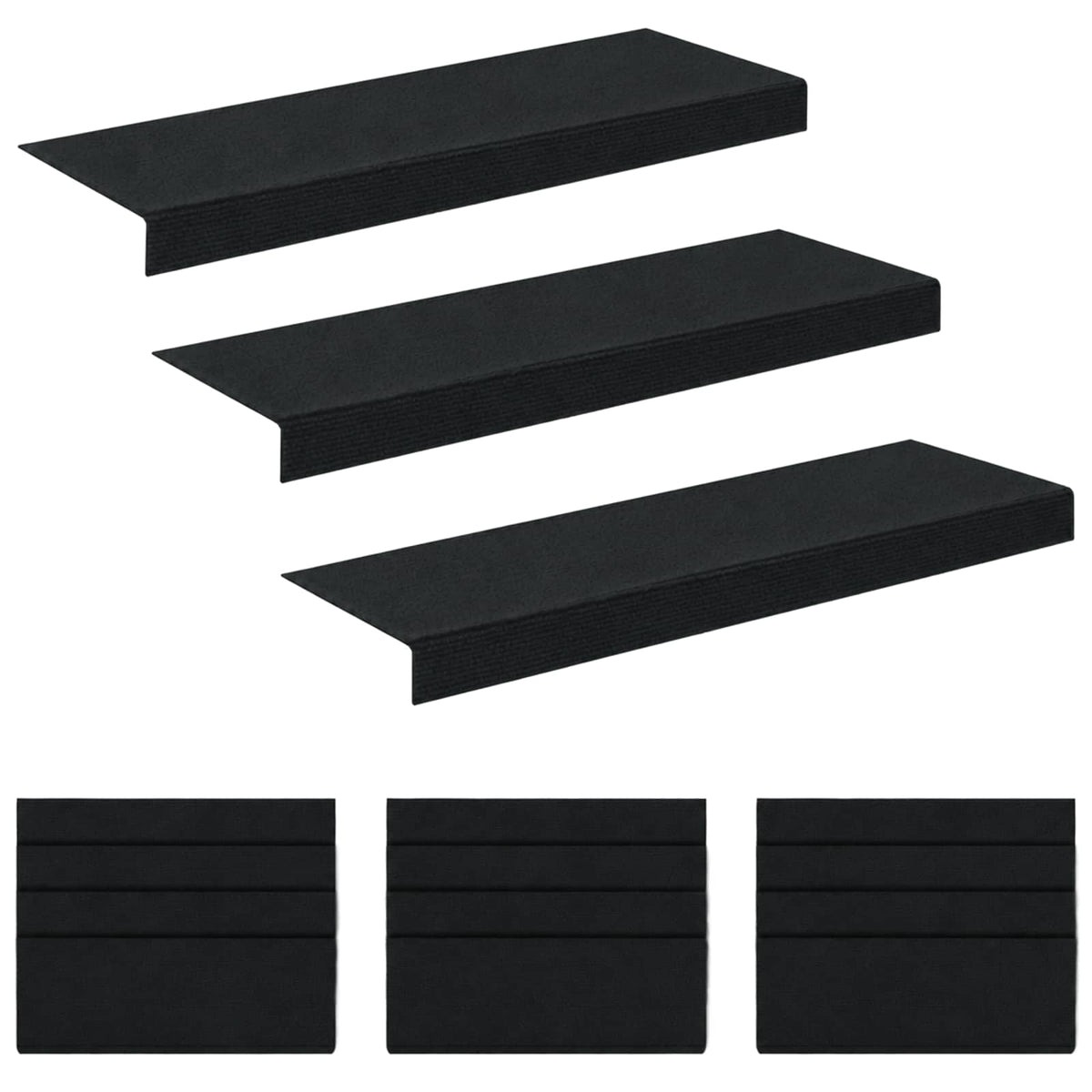 Stair Mats 15 pcs 65 x 21 x 4 cm Dark Grey Polyester