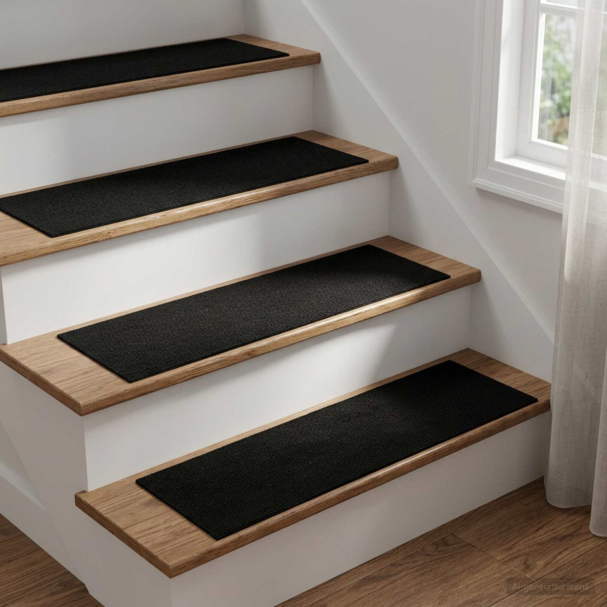 Stair Mats 15 pcs 76 x 20 cm Black Polyester Rectangular