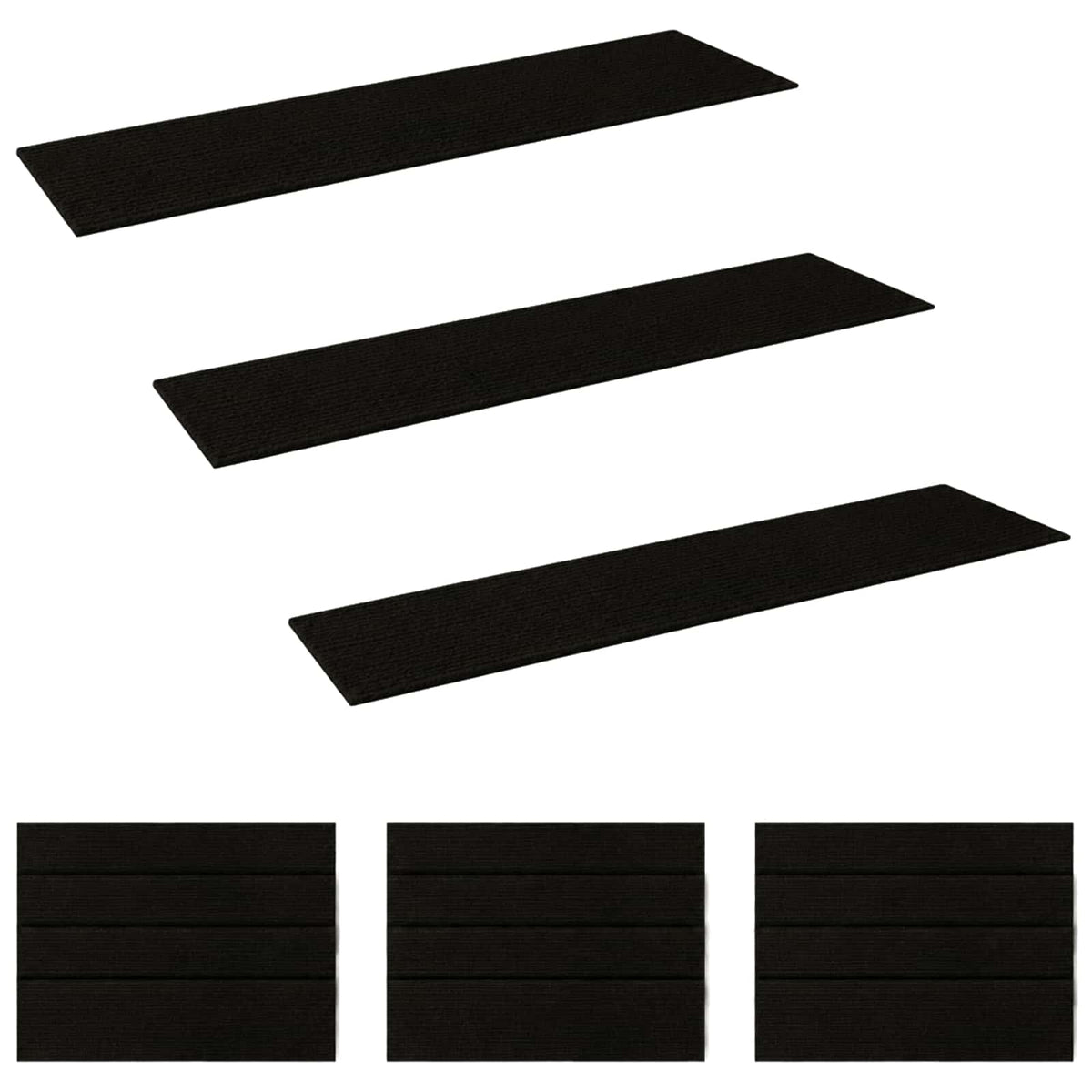 Stair Mats 15 pcs 76 x 20 cm Black Polyester Rectangular
