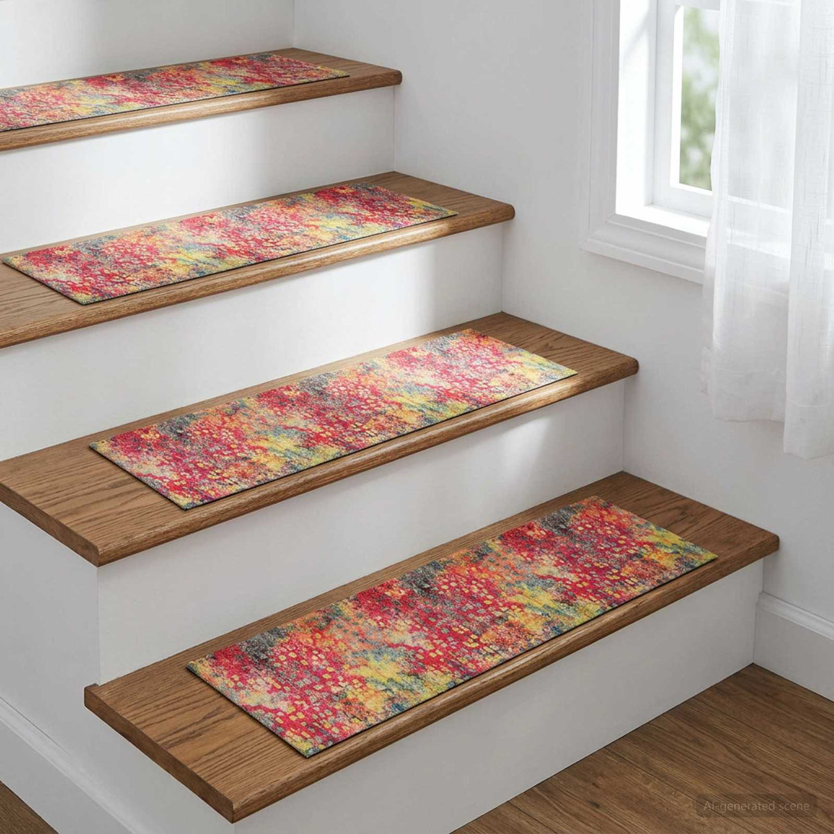 Stair Mats 15 pcs 76 x 20 cm Multicolour Polyester Rectangular