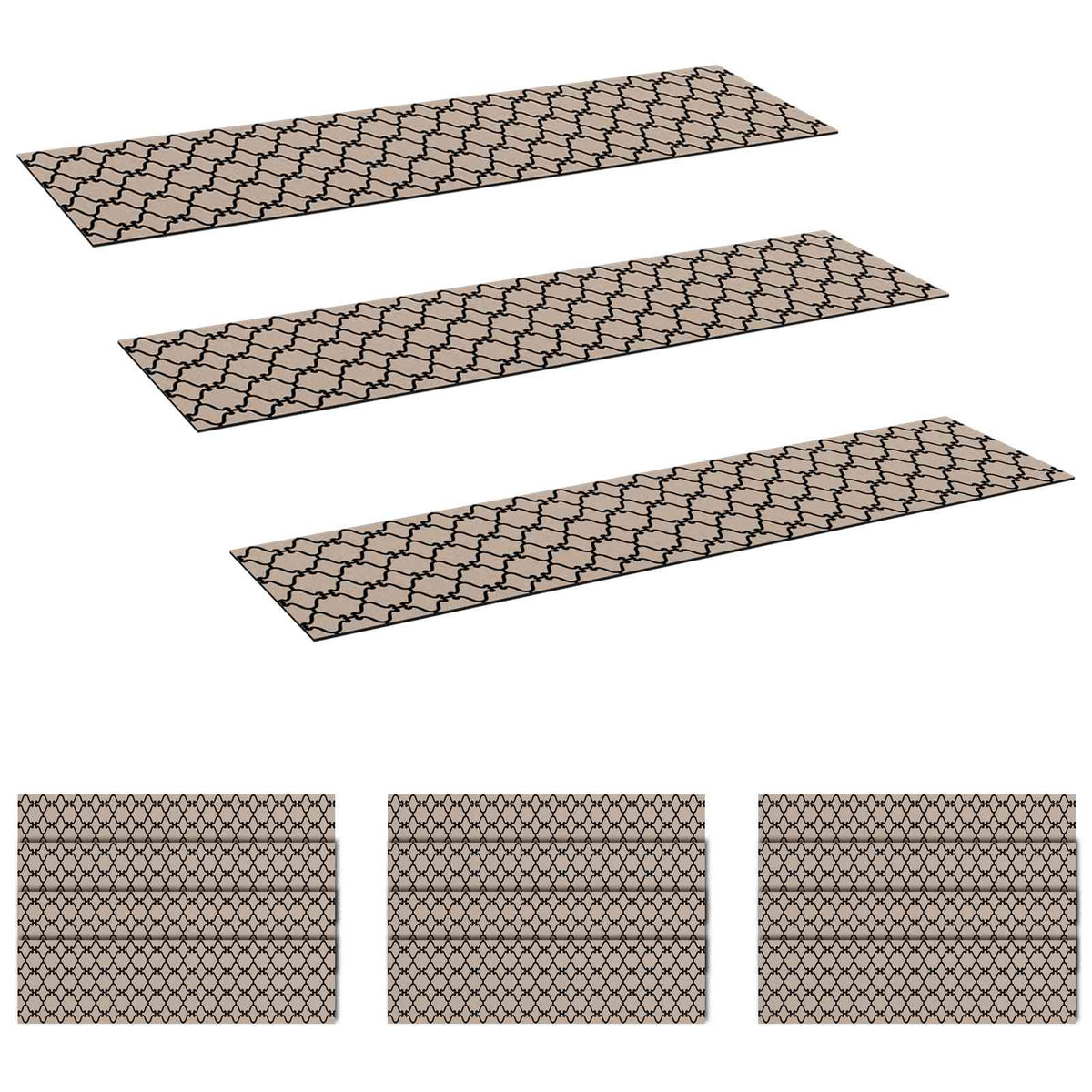 Stair Mats 15 pcs 76 x 20 cm Grey Mesh Pattern Polyester