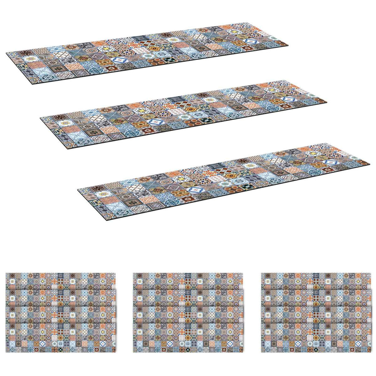 Stair Mats 15 pcs 76 x 20 cm Blue Polyester Rectangular