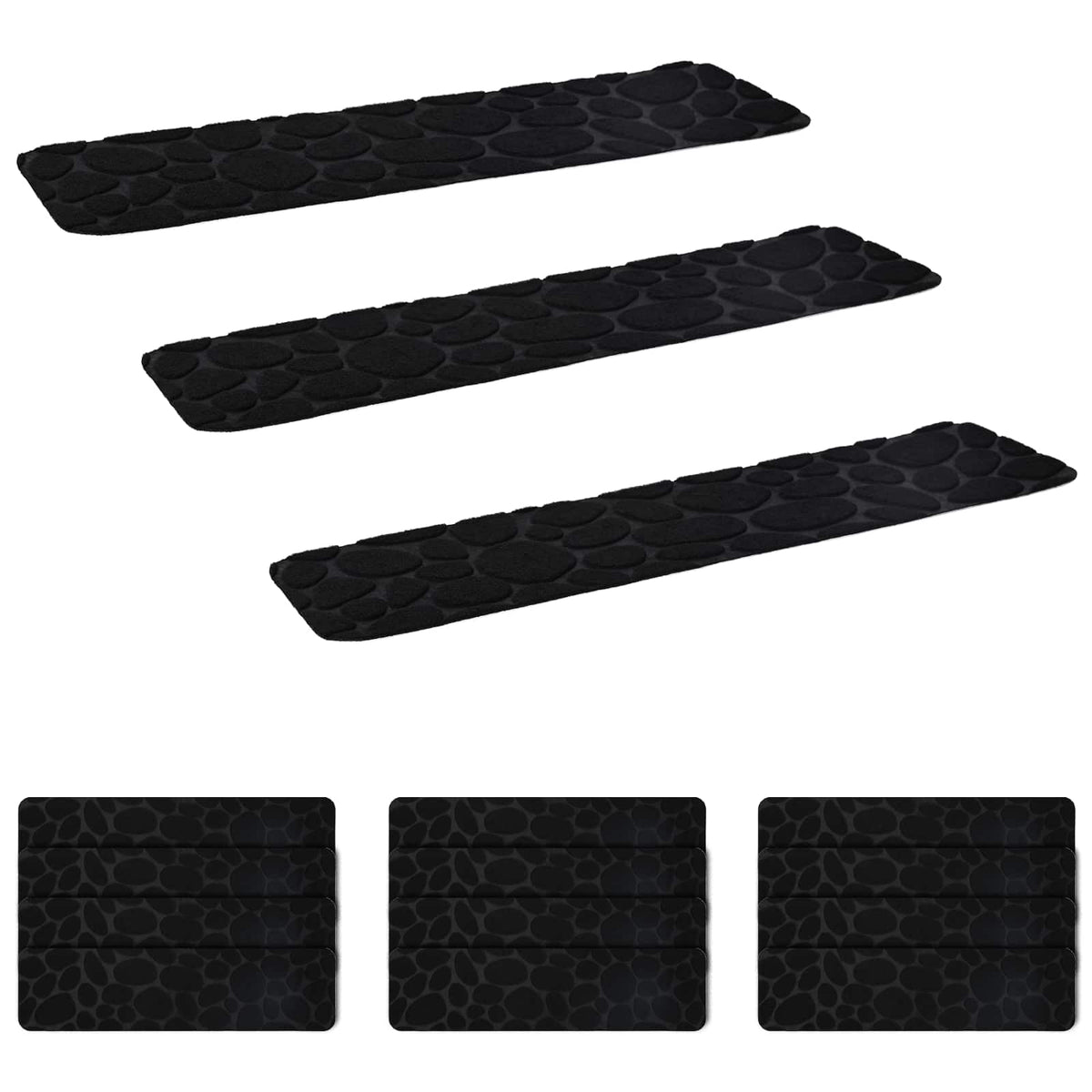 Stair Mats 15 pcs 76 x 20 cm Black Polyester Rectangular