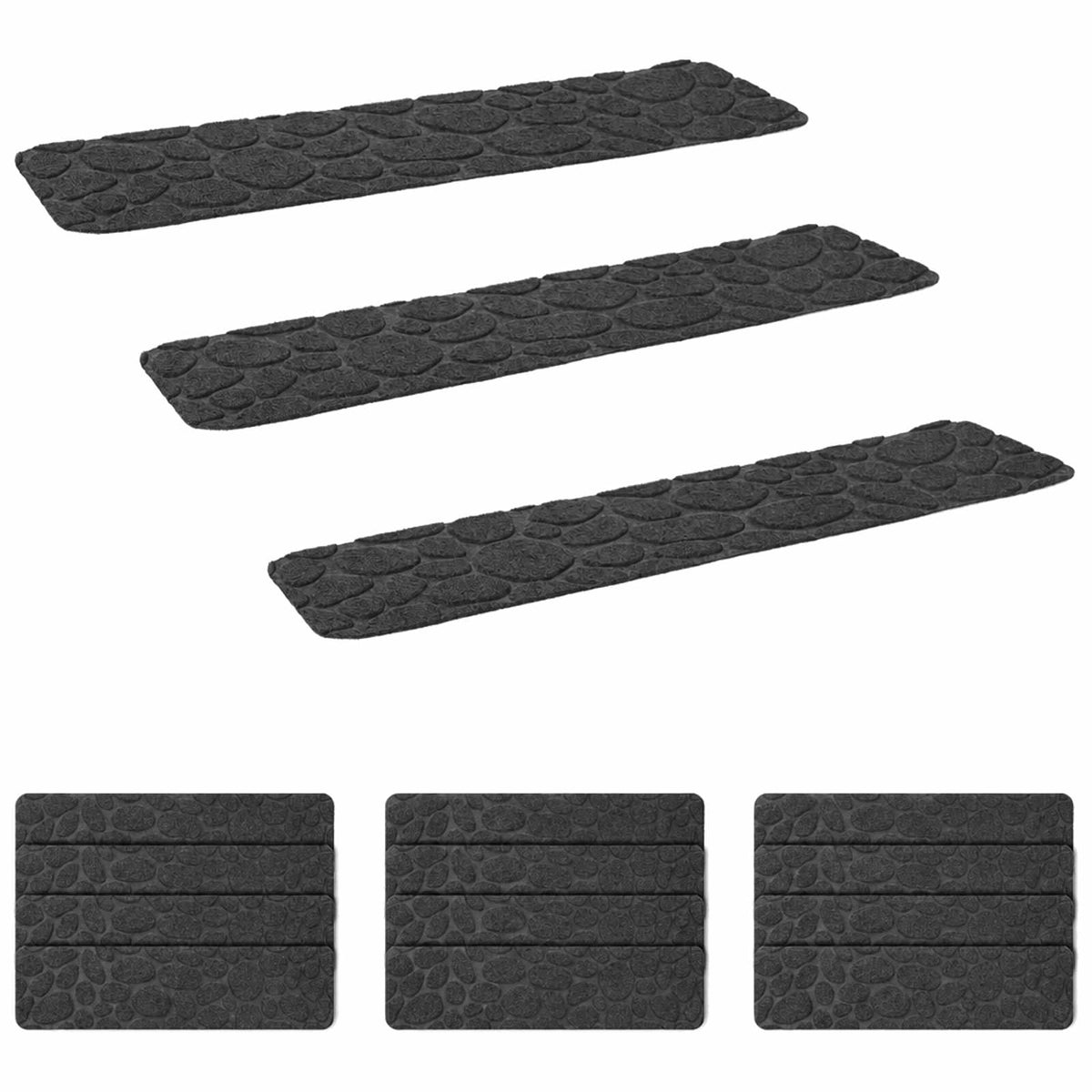 Stair Mats 15 pcs 76 x 20 cm Dark Grey Polyester Rectangular