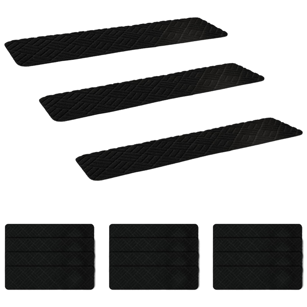 Stair Mats 15 pcs 76 x 20 cm Black Polyester Rectangular