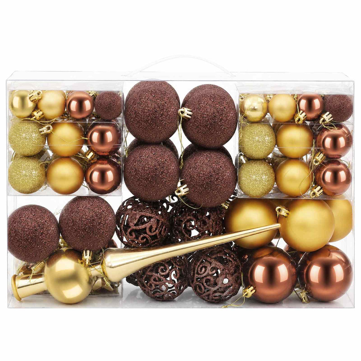 Christmas Ball Set 111 pcs Brown and Gold 6 cm Polystyrene