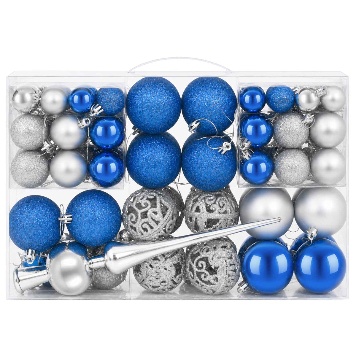 Christmas Ball Set 111 pcs Blue and Silver 6 cm Polystyrene
