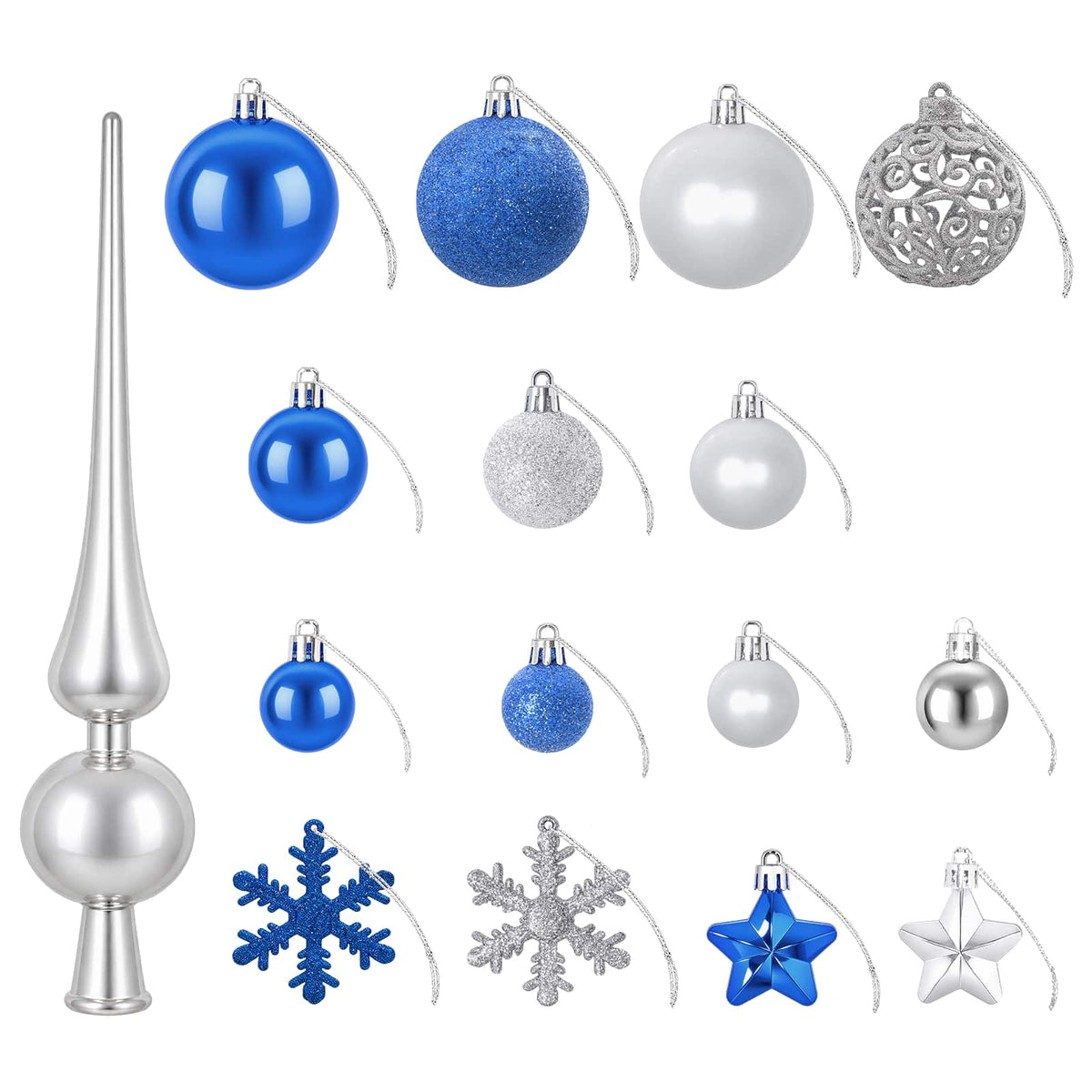Christmas Ball Set 111 pcs Blue and Silver 6 cm Polystyrene