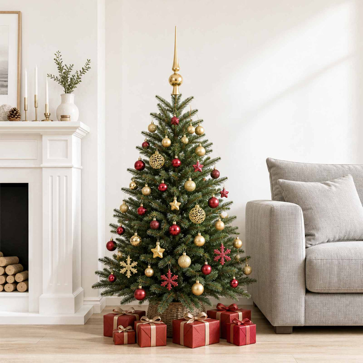 Christmas Ball Set 111 pcs Gold and Wine Red 6 cm Polystyrene