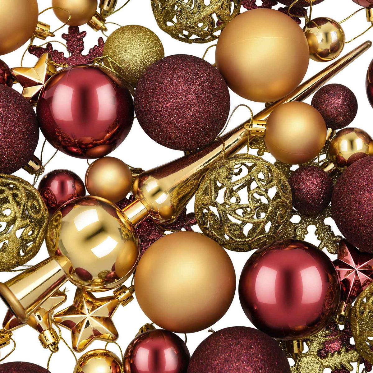 Christmas Ball Set 111 pcs Gold and Wine Red 6 cm Polystyrene