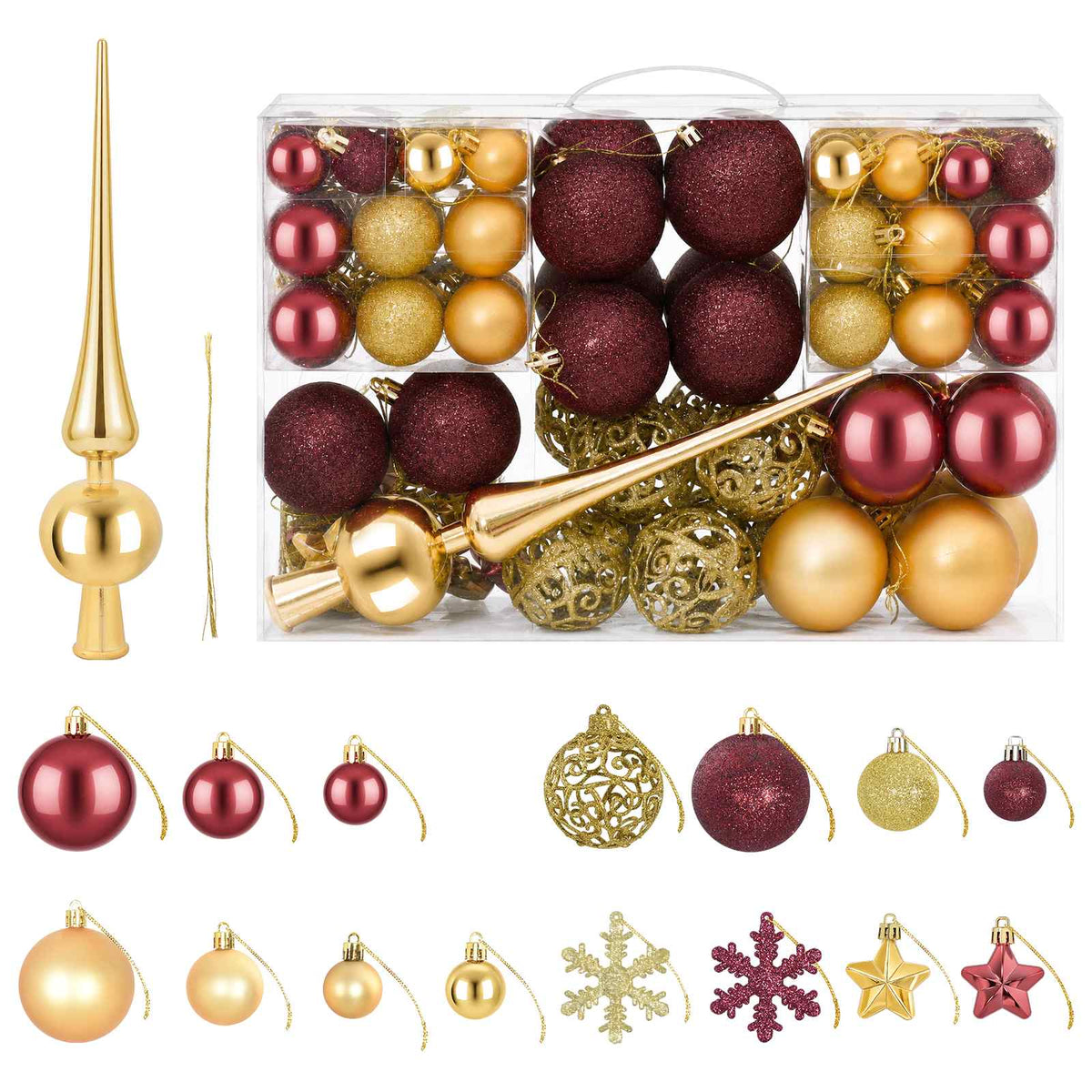 Christmas Ball Set 111 pcs Gold and Wine Red 6 cm Polystyrene