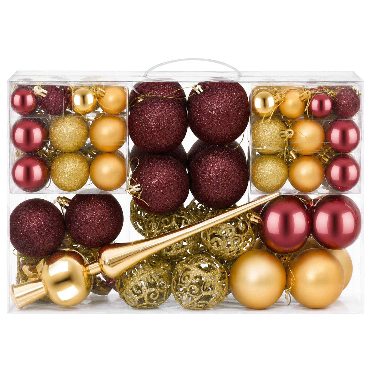 Christmas Ball Set 111 pcs Gold and Wine Red 6 cm Polystyrene