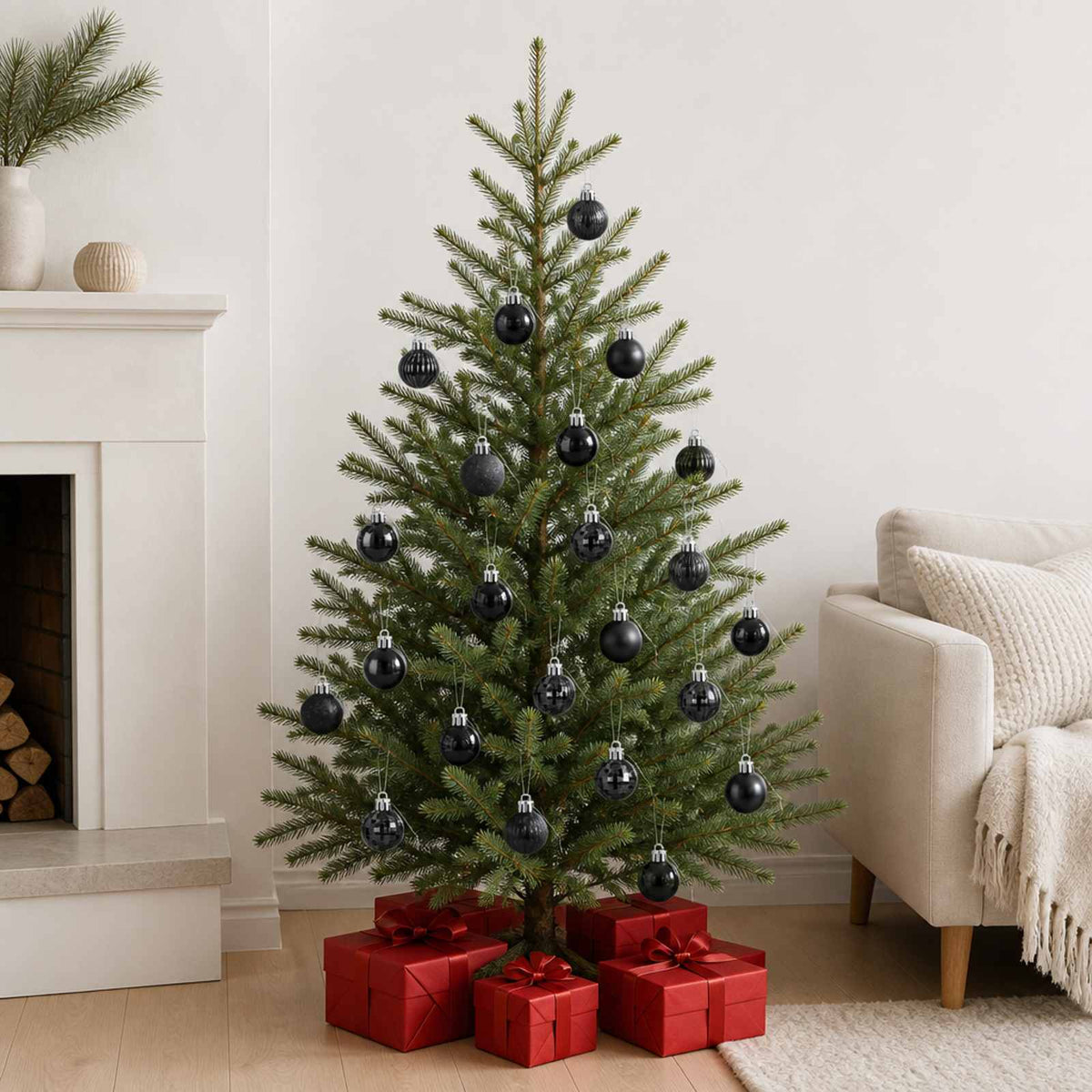Christmas Ball Set 150 pcs Black 3 cm Polystyrene