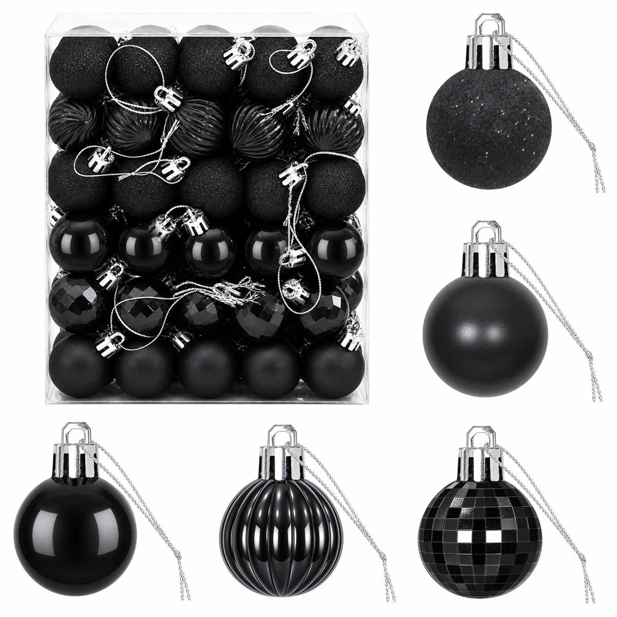 Christmas Ball Set 150 pcs Black 3 cm Polystyrene