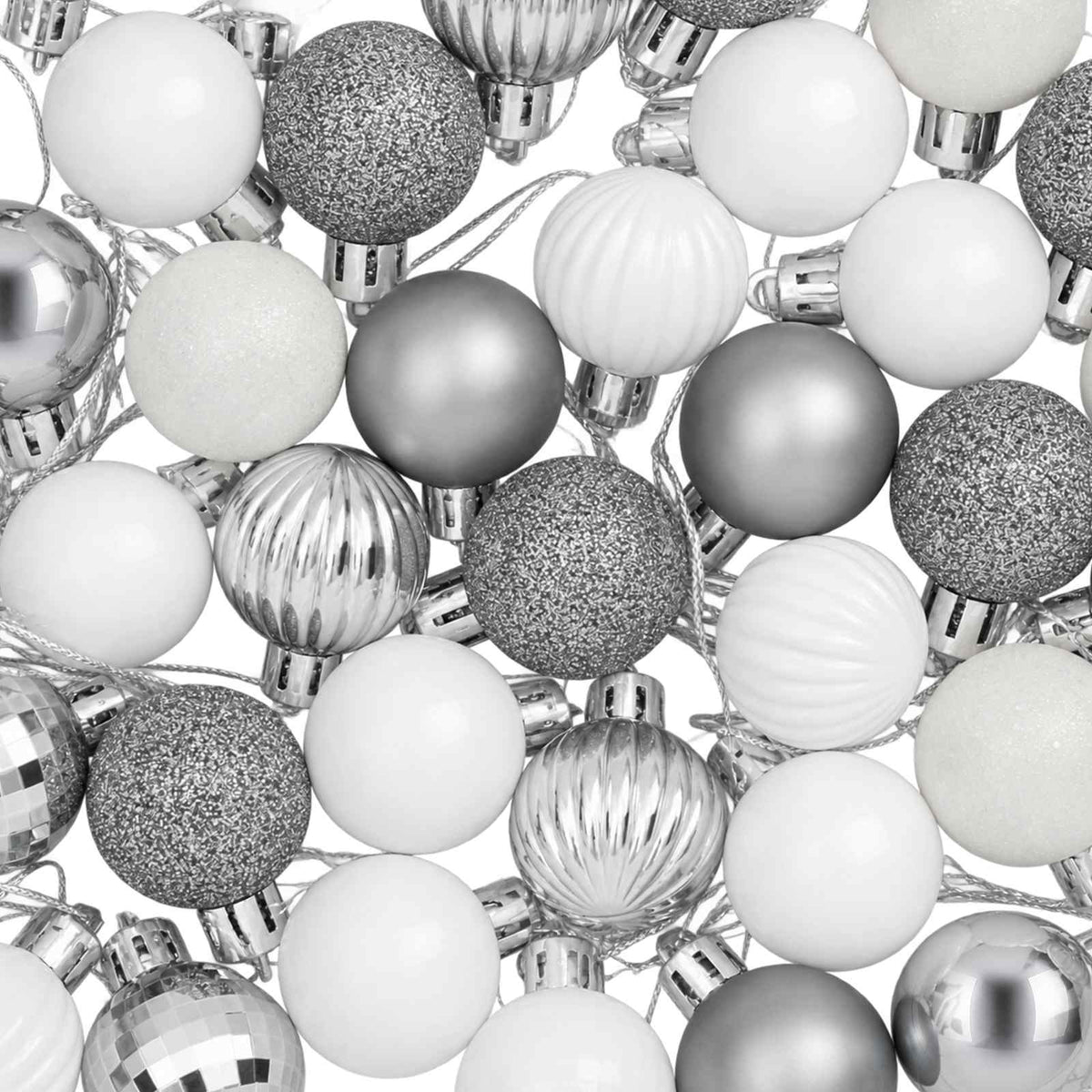 Christmas Ball Set 150 pcs White and Grey 3 cm Polystyrene