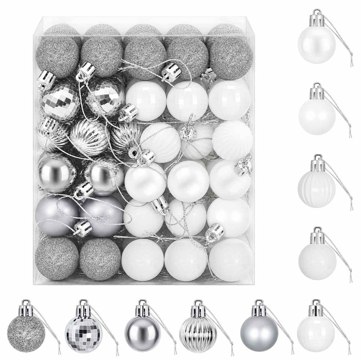 Christmas Ball Set 150 pcs White and Grey 3 cm Polystyrene