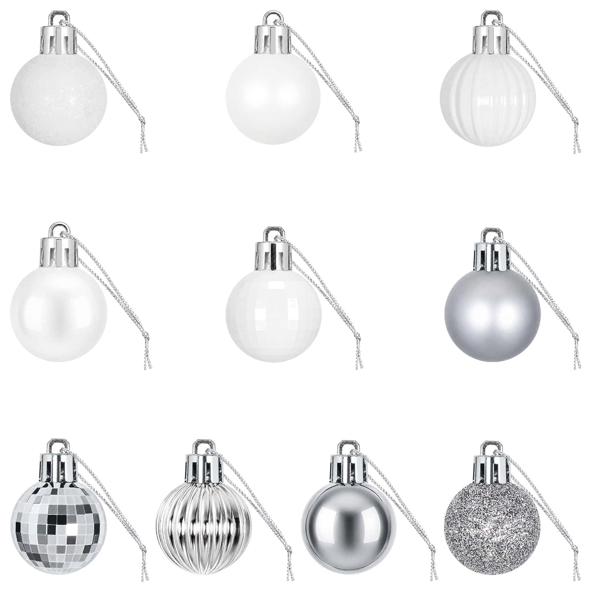 Christmas Ball Set 150 pcs White and Grey 3 cm Polystyrene