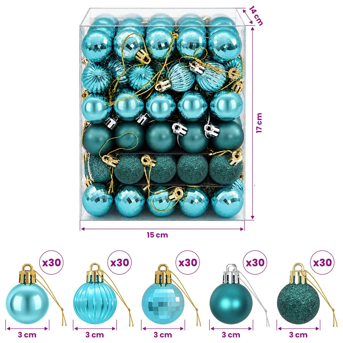 Christmas Ball Set 150 pcs Green 3 cm Polystyrene