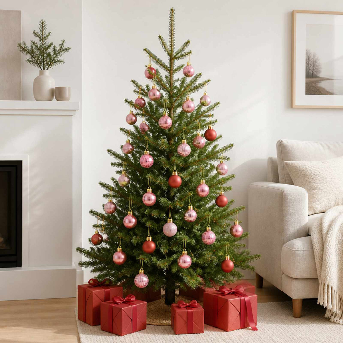 Christmas Ball Set 150 pcs Pink and Rose 3 cm Polystyrene