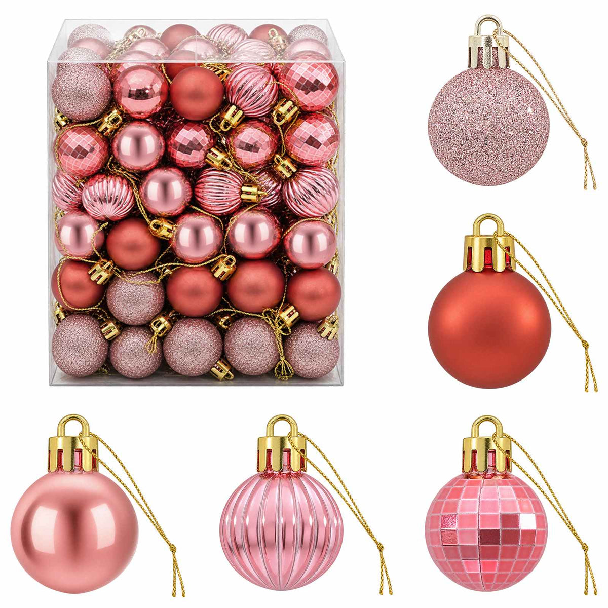 Christmas Ball Set 150 pcs Pink and Rose 3 cm Polystyrene
