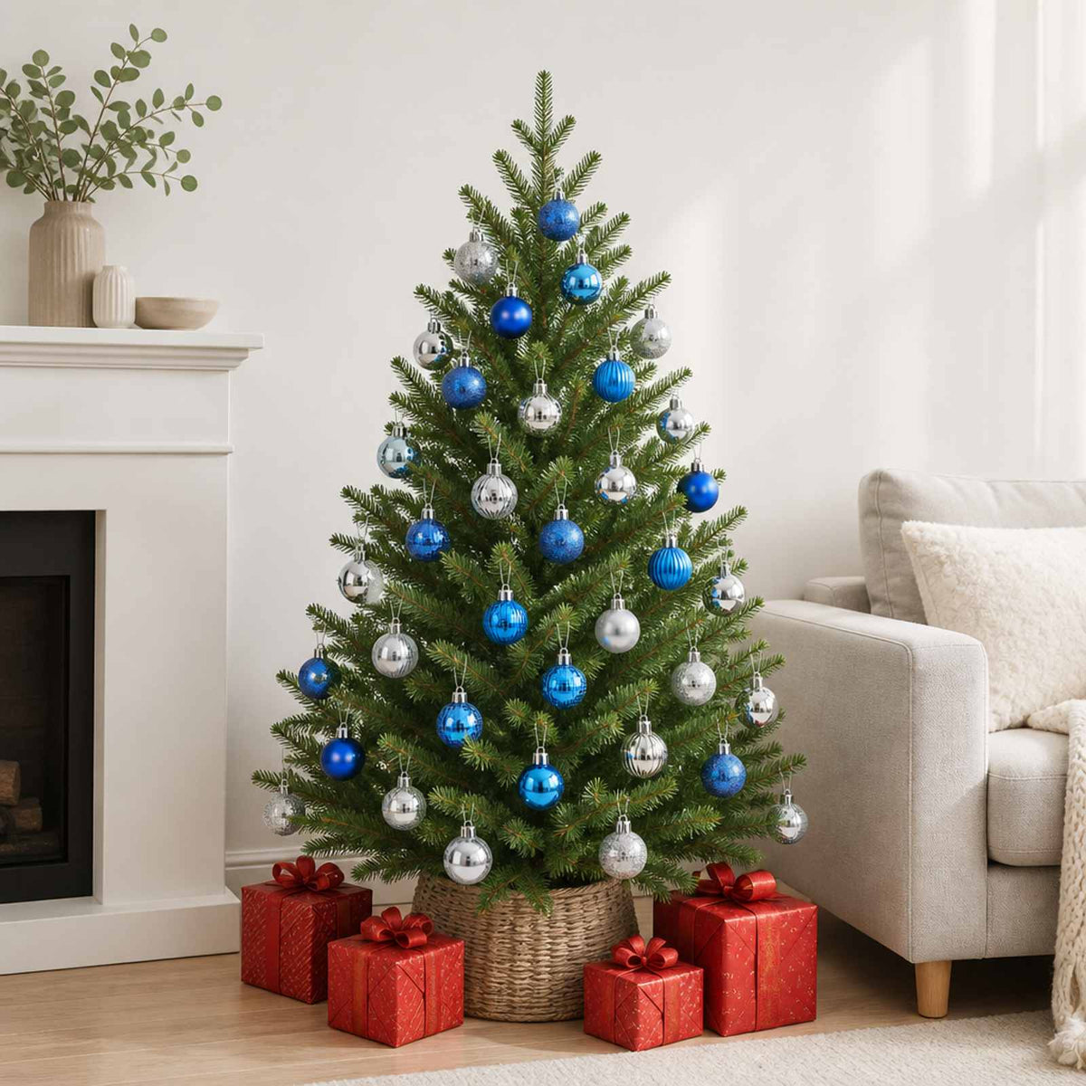 Christmas Ball Set 150 pcs Blue and Silver 3 cm Polystyrene
