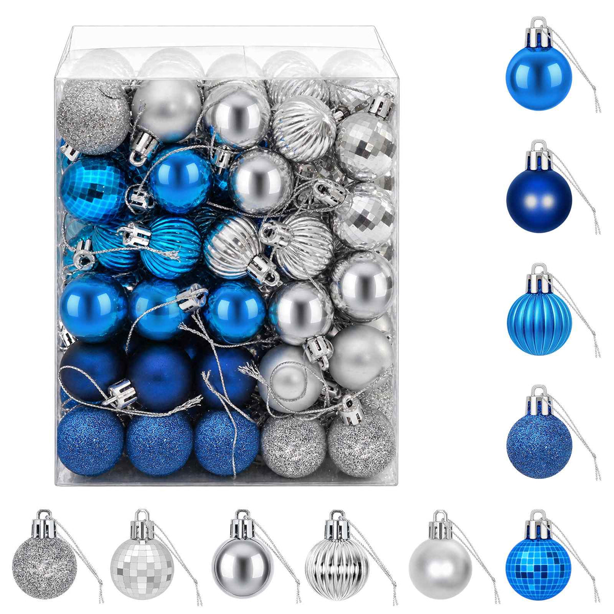 Christmas Ball Set 150 pcs Blue and Silver 3 cm Polystyrene