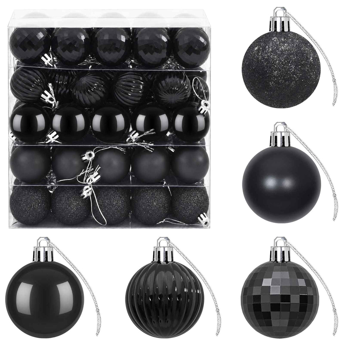 Christmas Ball Set 100 pcs Black Dia. 4 cm Polystyrene