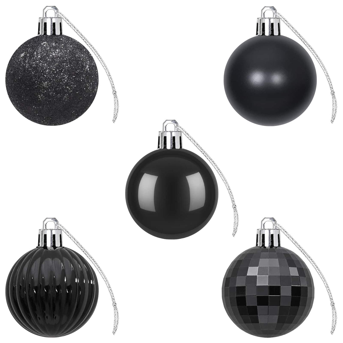 Christmas Ball Set 100 pcs Black Dia. 4 cm Polystyrene