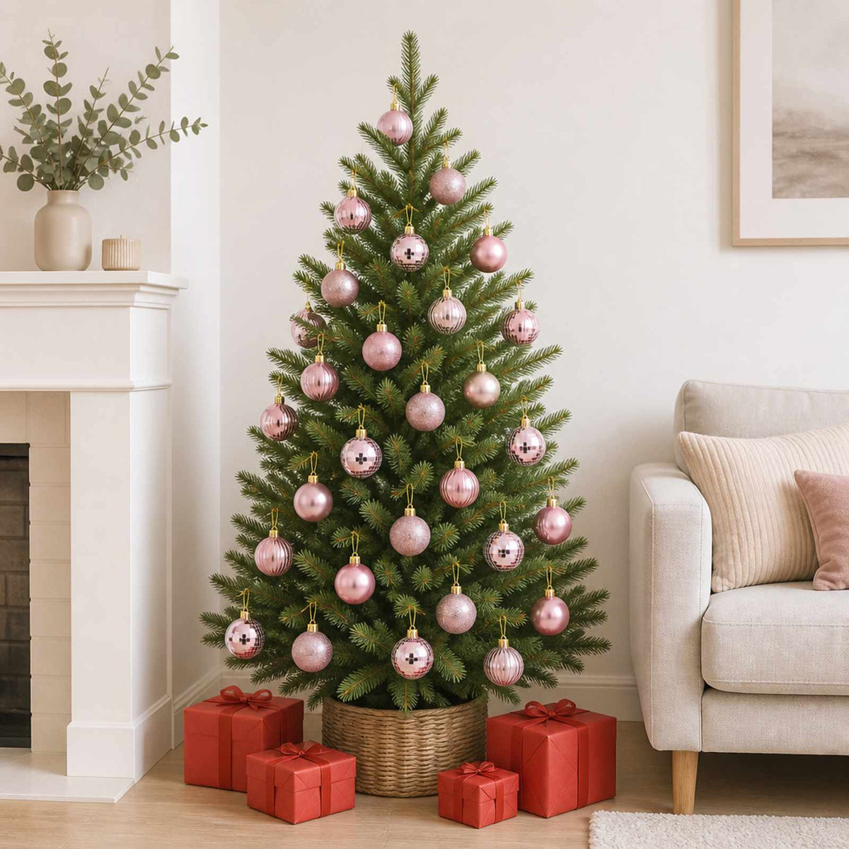 Christmas Ball Set 100 pcs Pink Dia. 4 cm Polystyrene