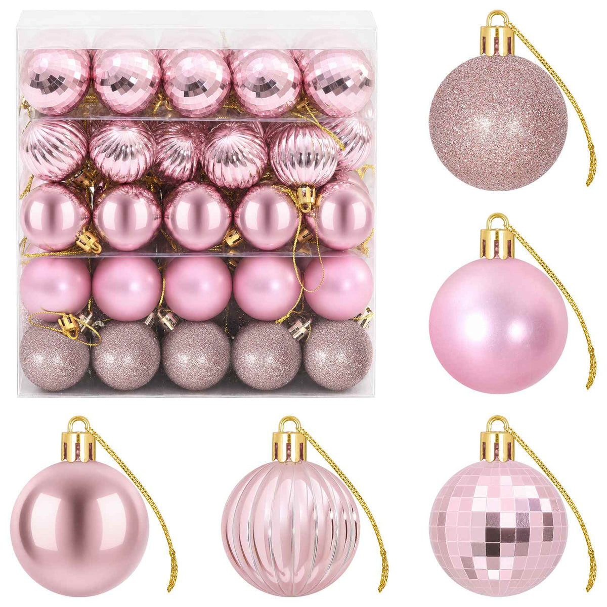 Christmas Ball Set 100 pcs Pink Dia. 4 cm Polystyrene