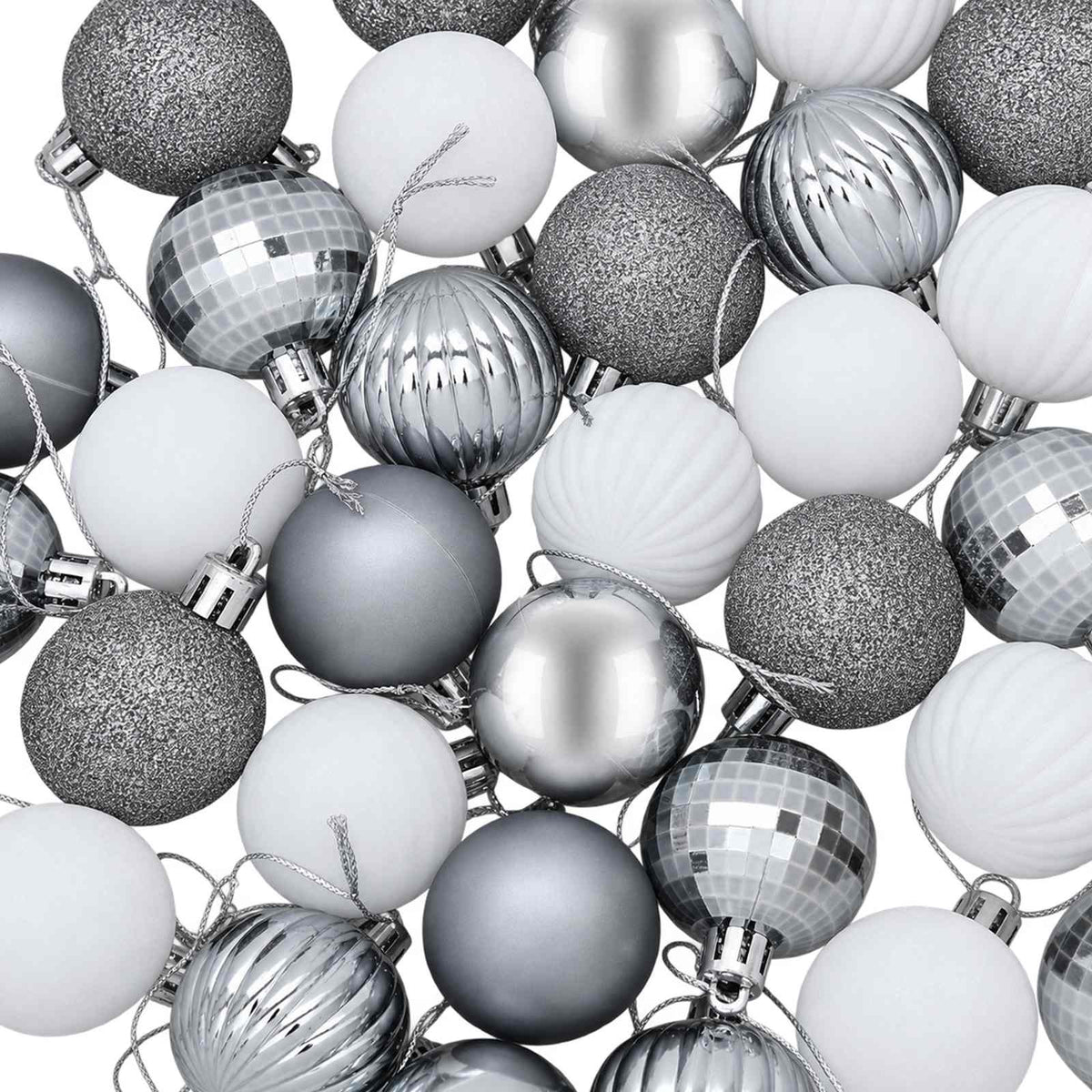 Christmas Ball Set 100 pcs White and Grey 4 cm Polystyrene