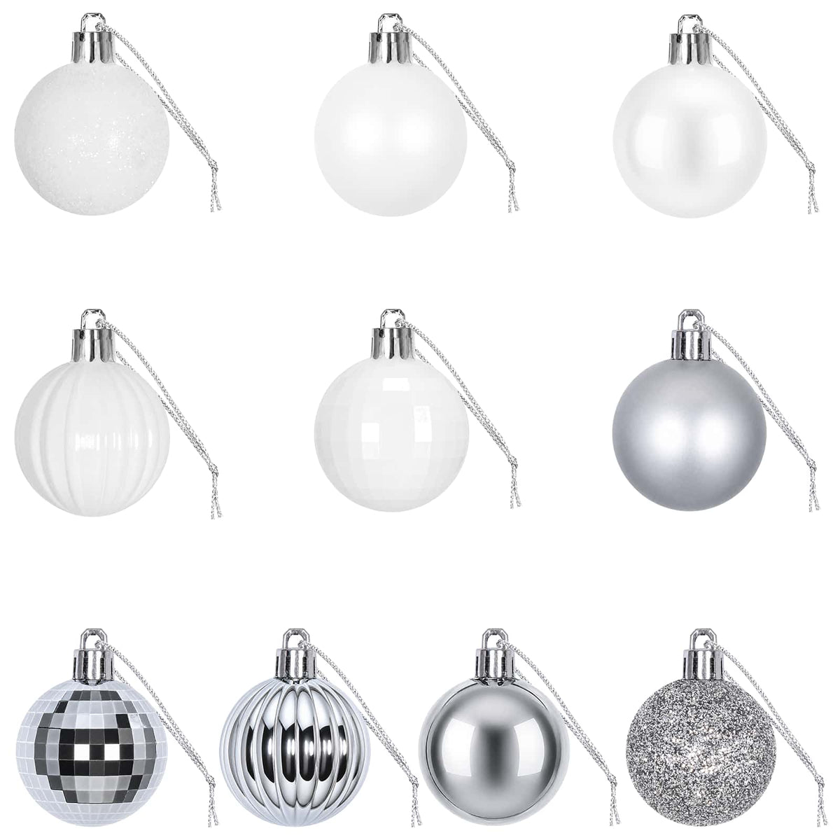 Christmas Ball Set 100 pcs White and Grey 4 cm Polystyrene