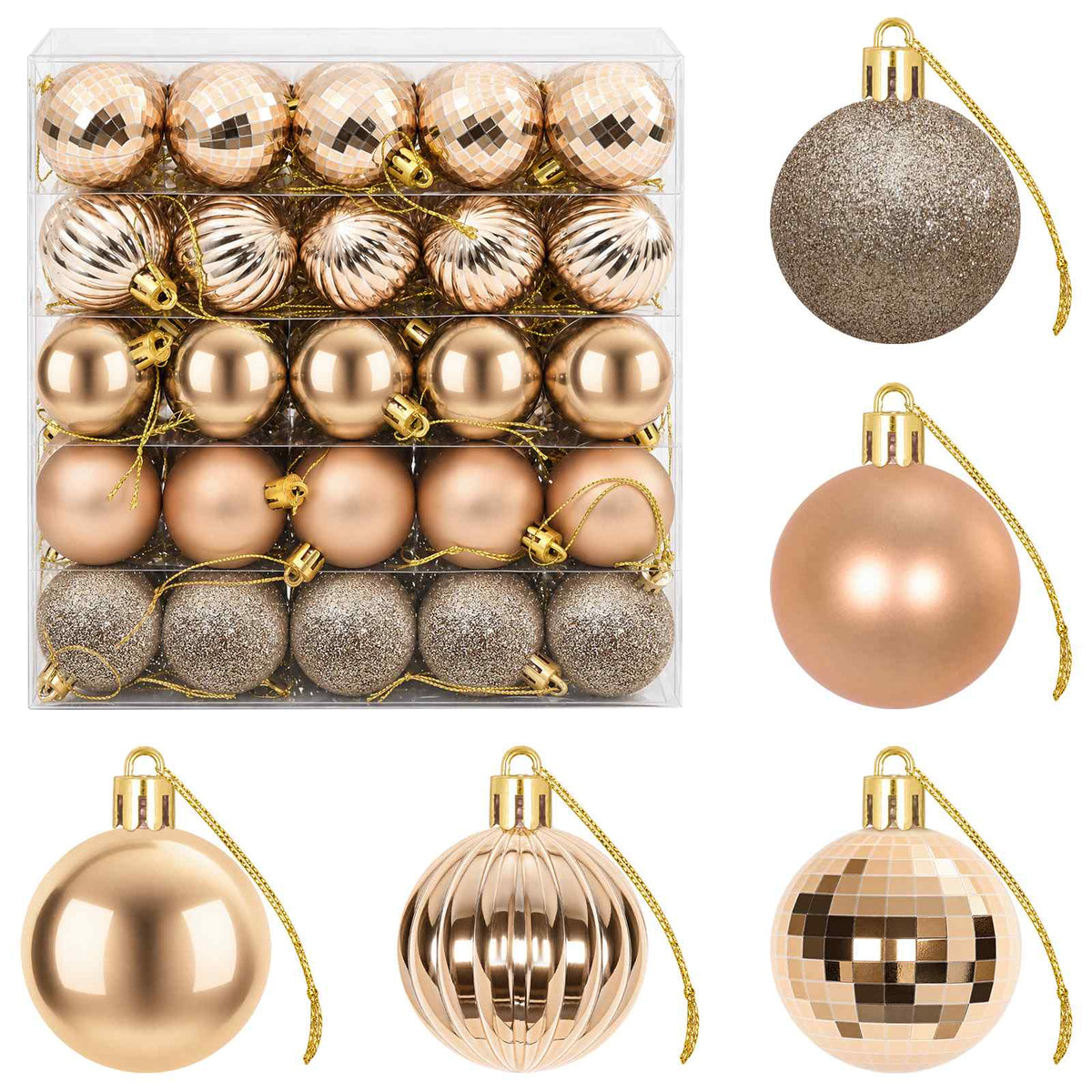 Christmas Ball Set 100 pcs Rose Gold 4 cm Polystyrene