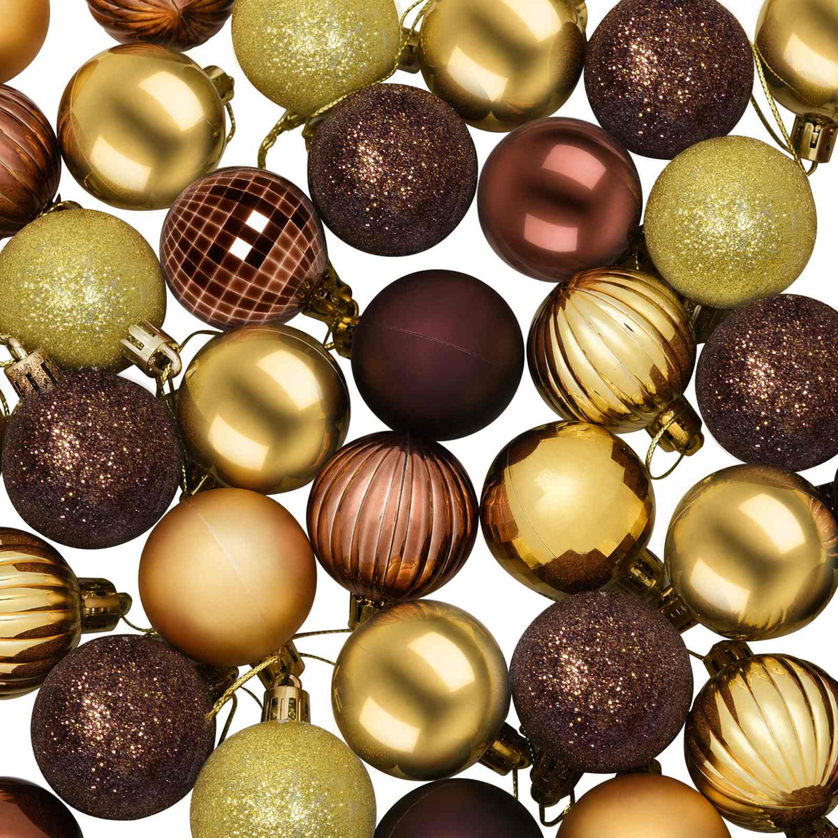 Christmas Ball Set 100 pcs Brown and Gold 4 cm Polystyrene
