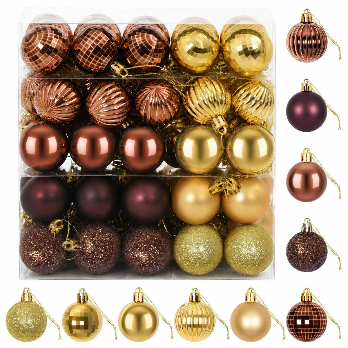 Christmas Ball Set 100 pcs Brown and Gold 4 cm Polystyrene