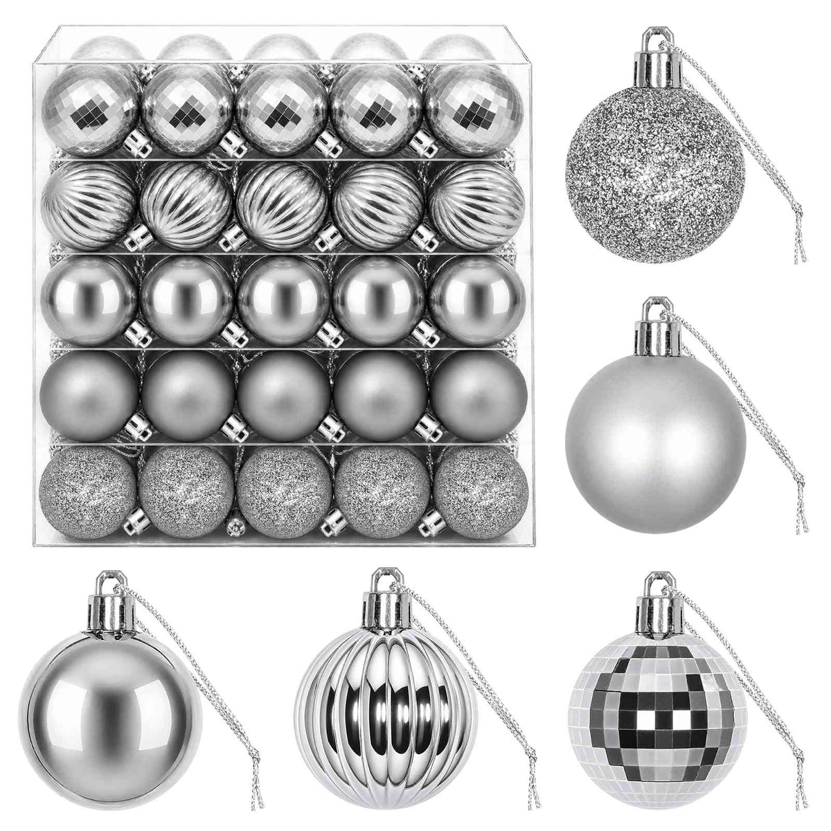 Christmas Ball Set 100 pcs Grey Dia. 4 cm Polystyrene