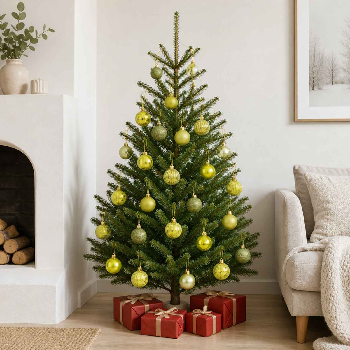 Christmas Ball Set 100 pcs Light Green 4 cm Polystyrene