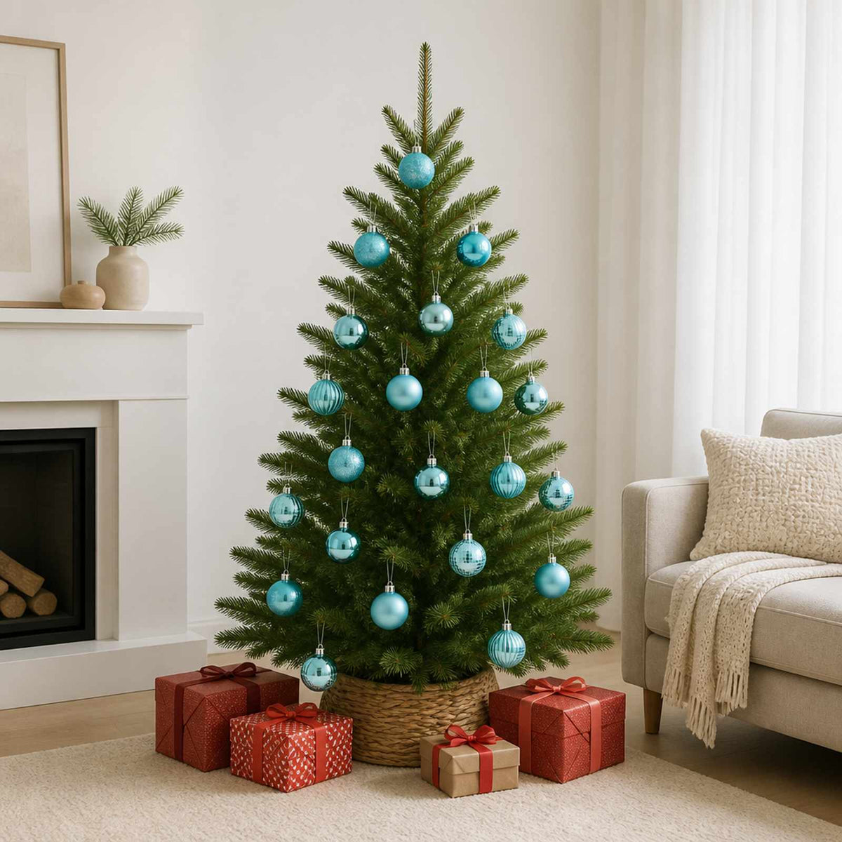 Christmas Ball Set 100 pcs Turquoise 4 cm Polystyrene