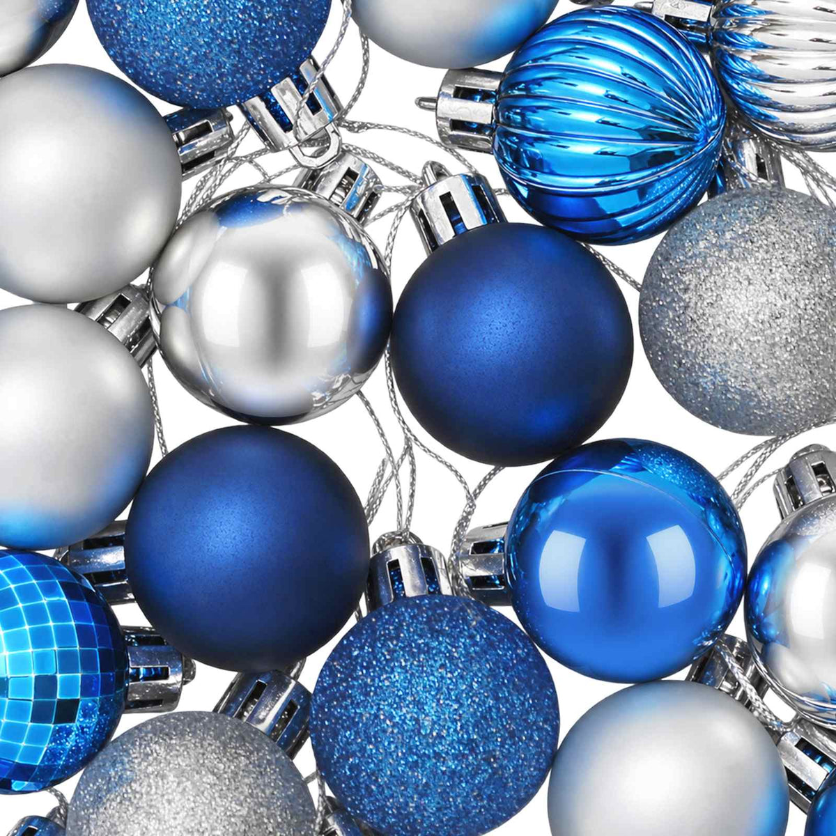 Christmas Ball Set 100 pcs Blue and Silver 4 cm Polystyrene