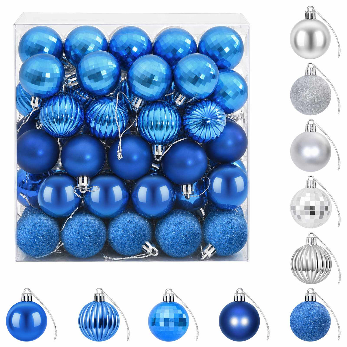 Christmas Ball Set 100 pcs Blue and Silver 4 cm Polystyrene