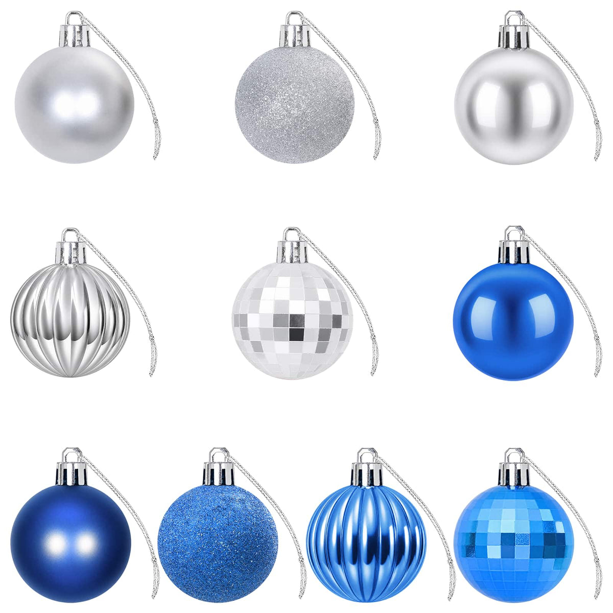 Christmas Ball Set 100 pcs Blue and Silver 4 cm Polystyrene